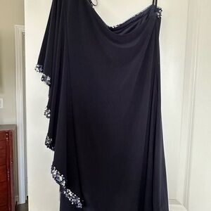 Aura Silver and Blue Asymmetrical Cocktail Dress